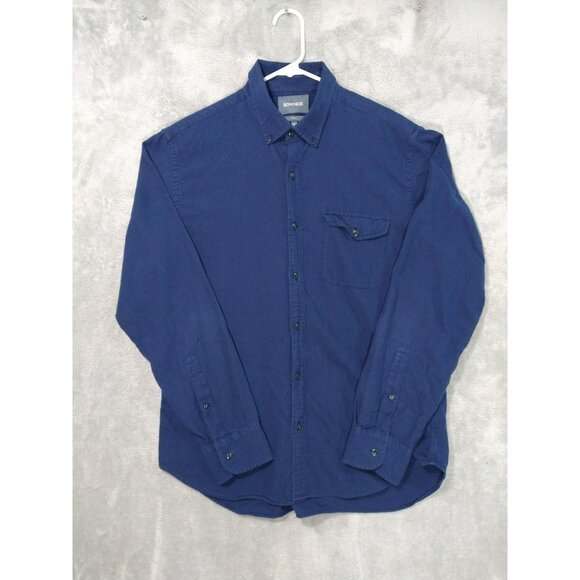 Bonobos Shirt Mens Large Navy Blue Slim Fit Long Sleeve Button Down Cotton - Picture 1 of 8